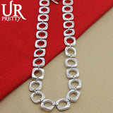 925 Silver Square Circle Chain Necklace 20 Inch for Woman Party Wedding
