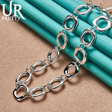 925 Silver Square Circle Necklace 20 Inch Chain for Woman