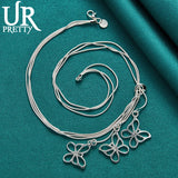 925 Silver Butterfly Necklace 18-Inch Chain Wedding Charm Jewelry