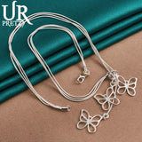 925 Silver Butterfly Necklace 18-Inch Chain Wedding Charm Jewelry