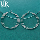925 Silver Three Circles Hoop Earring Women Party Wedding Charm Jewelry
