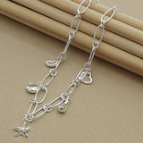 925 Silver Water Drops Stars Heart Bean Necklace 18 Inch Chain