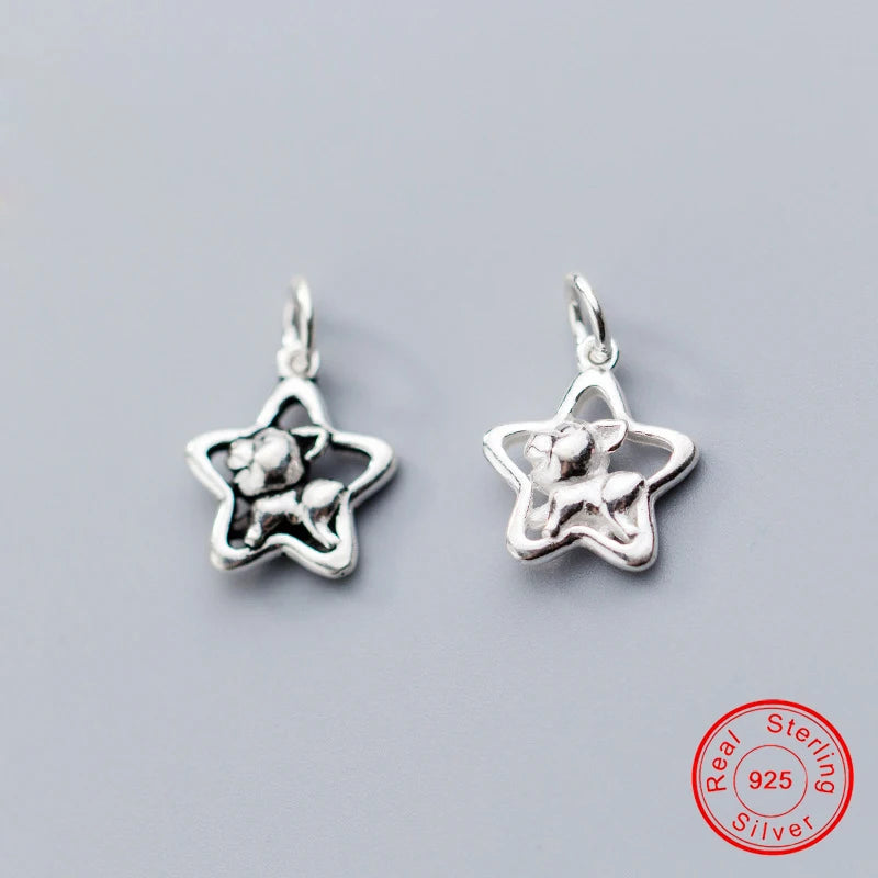 925 Sterling Silver Star Pig Pendant Charms for Women Jewelry