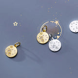 925 Sterling Silver Crystal 10MM Round Coin Charms Pendants