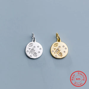 925 Sterling Silver Crystal 10MM Round Coin Charms Pendants
