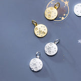 925 Sterling Silver Crystal 10MM Round Coin Charms Pendants