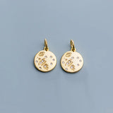 925 Sterling Silver Crystal 10MM Round Coin Charms Pendants