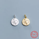 925 Sterling Silver Crystal 10MM Round Coin Charms Pendants