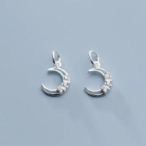925 Silver Moon Zircon Charms for DIY Necklace Pendant