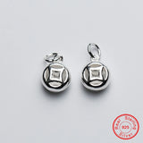 925 Sterling Silver Round Hollow Ancient Coin Pendant Charms