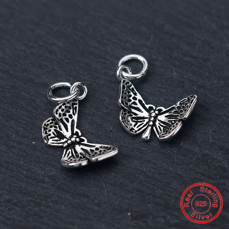 925 Silver Vintage Butterfly Charms for Bracelets