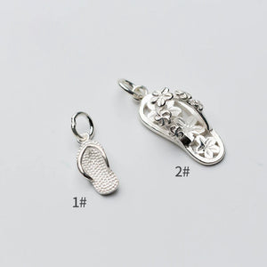 925 Sterling Silver Small Slippers for Women DIY Charms Beads Jewelry