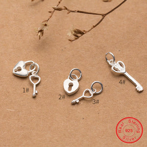 Women Men Lock & Key 925 Silver Pendant Charm DIY Jewelry Findings