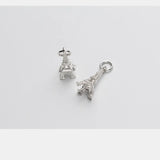 Vintage 925 Silver Eiffel Tower Women DIY Charm Bracelet Necklace