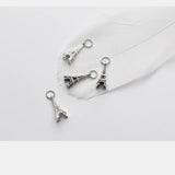 Vintage 925 Silver Eiffel Tower Women DIY Charm Bracelet Necklace