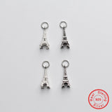 Vintage 925 Silver Eiffel Tower Women DIY Charm Bracelet Necklace