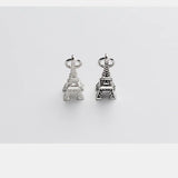 Vintage 925 Silver Eiffel Tower Women DIY Charm Bracelet Necklace