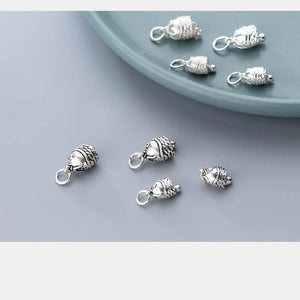 925 Silver Fish Head Bell Pendant DIY Charms Bracelet Necklaces Jewelry