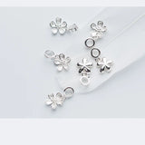 925 Sterling Silver Flower Charm Beads Bracelet DIY Jewelry