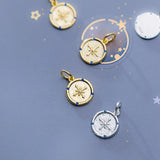 925 Sterling Silver 10MM Coin Rhinestone Charms for Necklace Bracelet