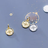 925 Sterling Silver 10MM Coin Rhinestone Charms for Necklace Bracelet