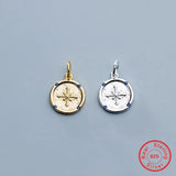 925 Sterling Silver 10MM Coin Rhinestone Charms for Necklace Bracelet