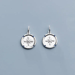925 Sterling Silver 10MM Coin Rhinestone Charms for Necklace Bracelet