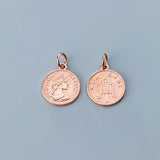 925 Sterling Silver Queen Coin Dangle Charms for Necklaces Pendant