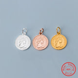 925 Sterling Silver Queen Coin Dangle Charms for Necklaces Pendant