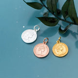 925 Sterling Silver Queen Coin Dangle Charms for Necklaces Pendant