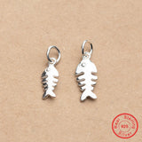 925 Sterling Silver Fish Bone Charms for Bracelet Jewelry Making Women Gift