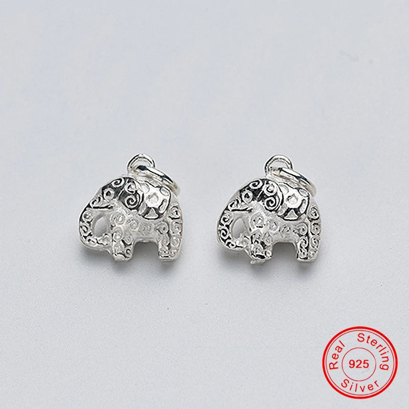 Thai Elephant 925 Sterling Silver Charms For Bracelet Pendant
