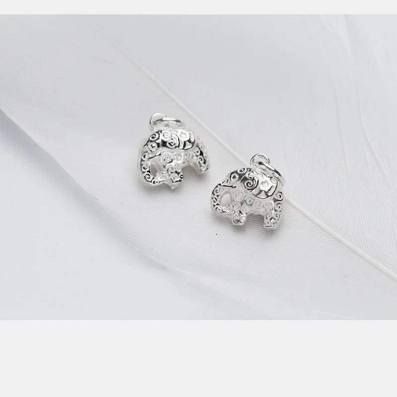 Thai Elephant 925 Sterling Silver Charms For Bracelet Pendant