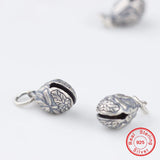 Vintage 925 Sterling Silver Thai Silver Flower Engraved Seed Bell Charms