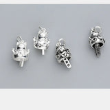 Vintage 925 Silver Lucky Cat Charms for DIY Jewelry