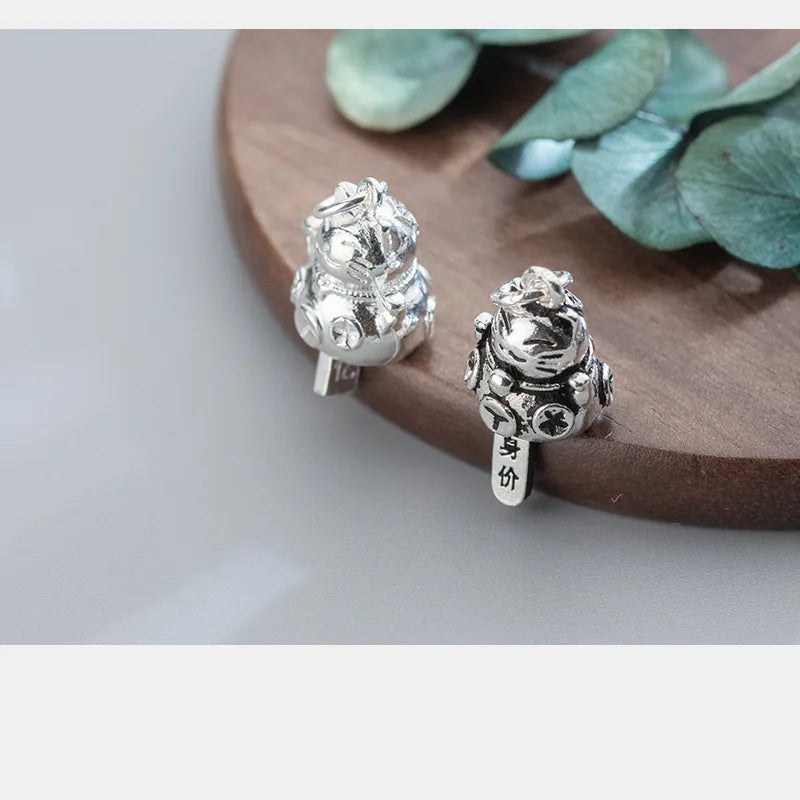Vintage 925 Silver Lucky Cat Charms for DIY Jewelry