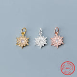 925 Silver Hexagram Zircon Charms Pendants for DIY Necklace Bracelet