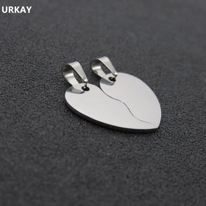 URAKY Stainless Steel Heart Necklace Pendant, DIY Logo Jewelry
