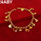 URBABY 24K Charm Pendant Bracelet Chain For Women's Party Jewelry