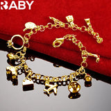 URBABY 24K Charm Pendant Bracelet Chain For Women's Party Jewelry