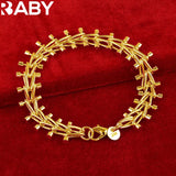 URBABY 24K Double Row Beads Chain Bracelet Women Men Jewelry