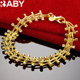 URBABY 24K Double Row Beads Chain Bracelet Women Men Jewelry