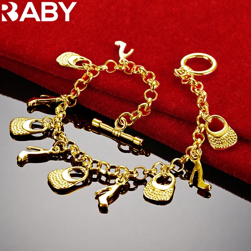 URBABY 24K High Heeled Shoes Charm Bracelet
