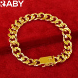 URBABY 24K Solid 10MM Men's Bracelet Chain Wedding Party Jewelry Gift