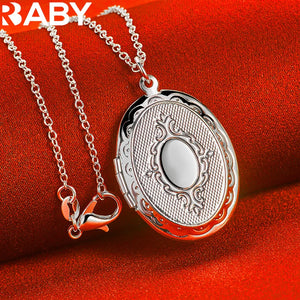 925 Silver Oval Photo Frame Pendant Necklace for Wedding