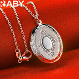 925 Silver Oval Photo Frame Pendant Necklace for Wedding