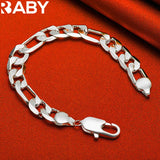 URBABY 925 Silver Bracelet 12MM Chain European Charm Party Jewelry Gift