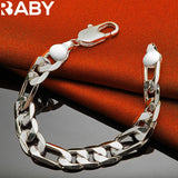 URBABY 925 Silver Bracelet 12MM Chain European Charm Party Jewelry Gift