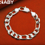 URBABY 925 Silver Bracelet 12MM Chain European Charm Party Jewelry Gift