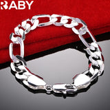 URBABY 925 Silver Bracelet 12MM Chain European Charm Party Jewelry Gift